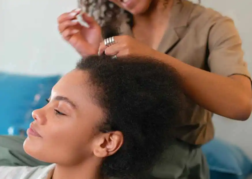 femme noire aux cheveux afros 